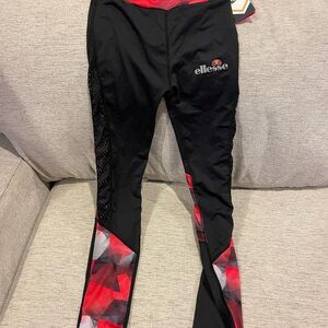 Ellesse Dynamic Black and Red Performance Leggings